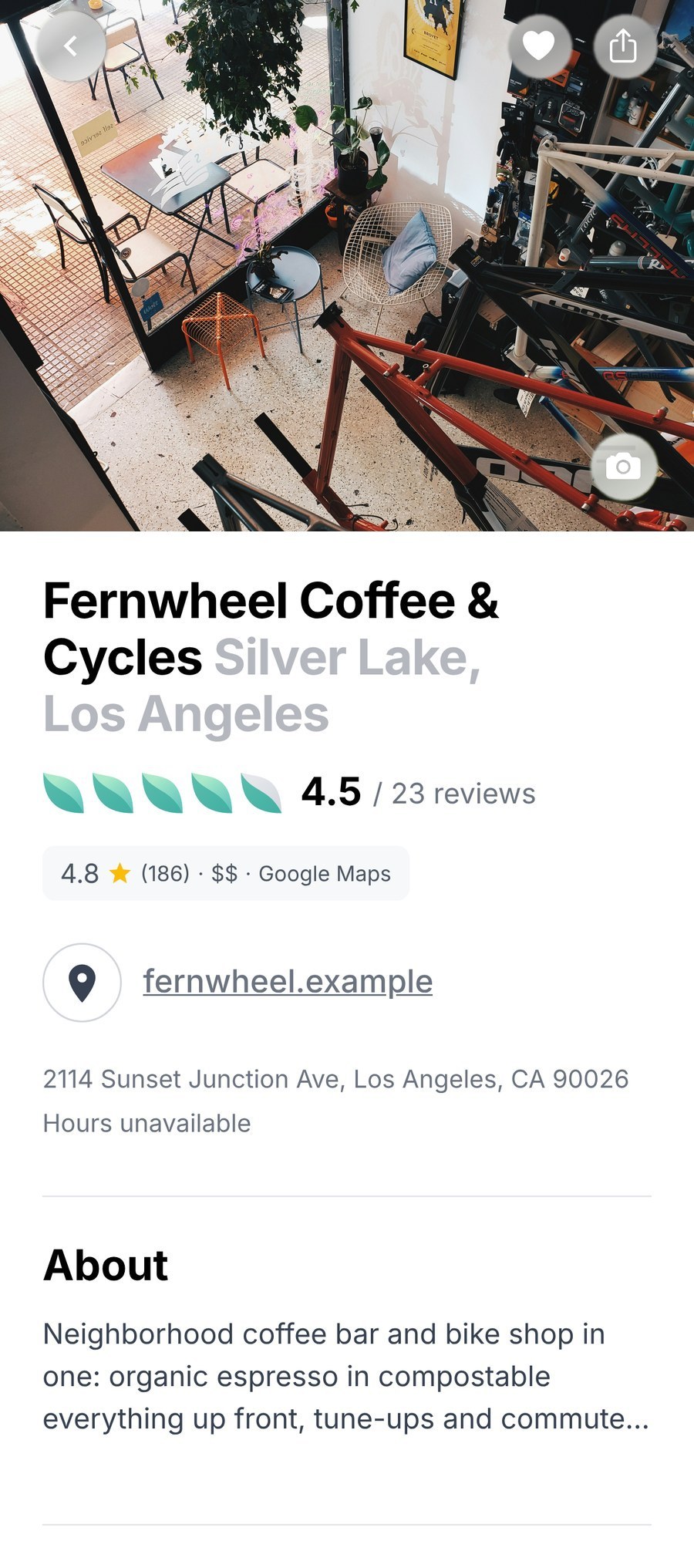 Fernwheel Coffee & Cycles: photos, 4.5 leaf score from 23 reviews, details