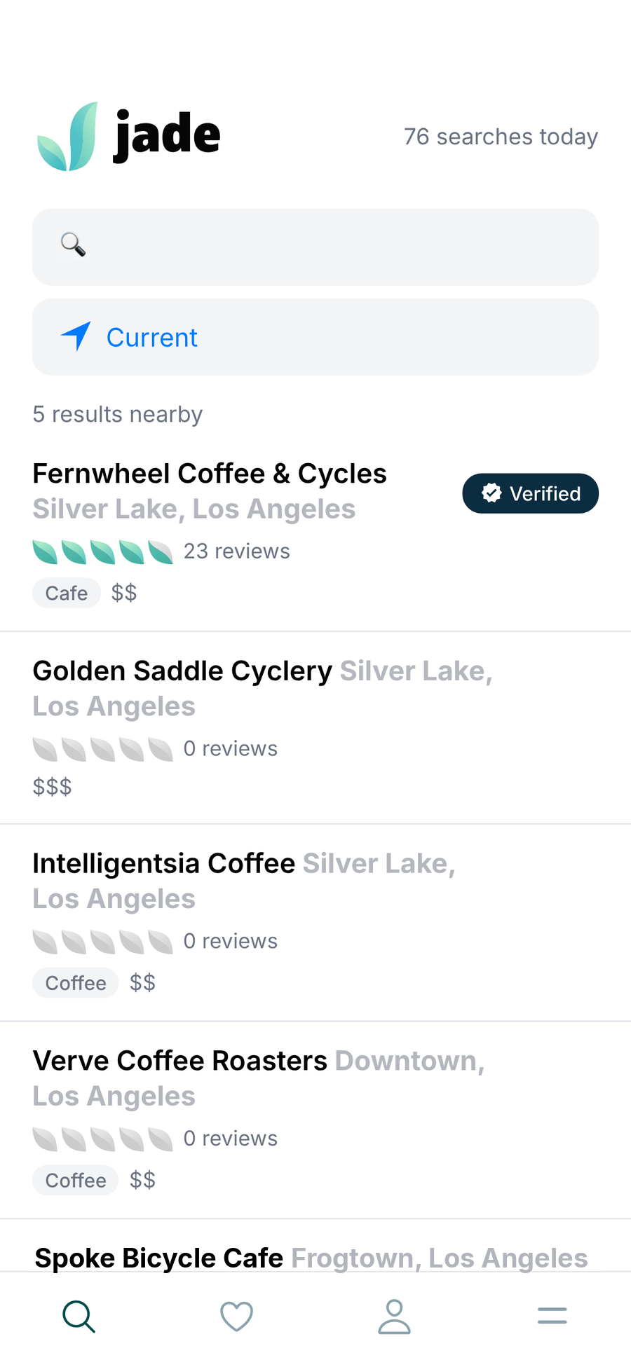 Search results for “coffee bicycles”, ranked by leaf score